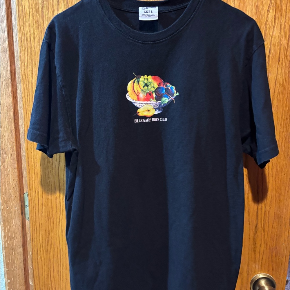 Men’s Billionaire Boys Club Black Tee with Vibrant Fruit Graphic